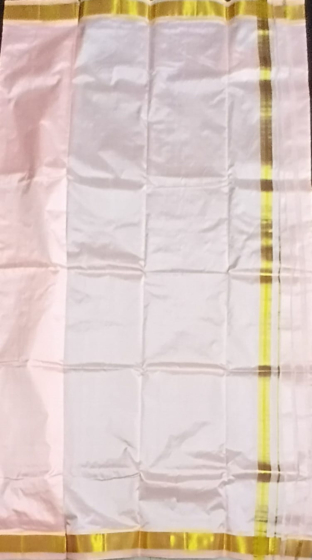 Salem Handloom Silk Dhoti with Golden Zari Mini Stripe |  Pink | AT 746 