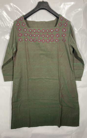  HAND EMBROIDERY FLORENTINE NECK KURTI FOR LADIES 