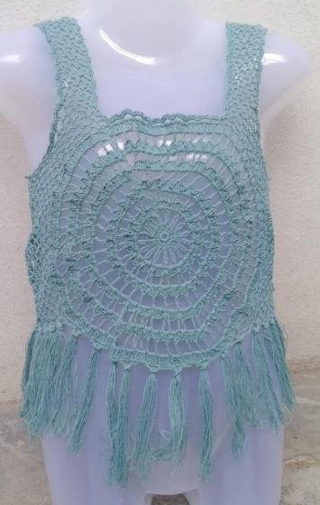 Handwoven Crochet Ladies Top | Grey