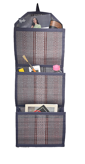 Handloom Cotton Wall Pocket - Decorative Grey Wall Hangings