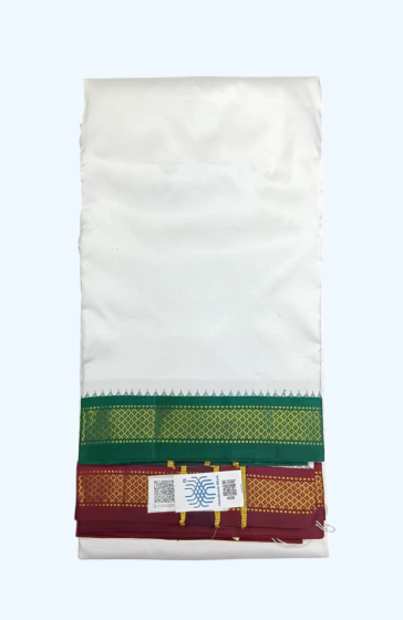 White Dhothi with Mayilkann Dhothi