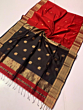 Cotton Saree with Blouse Piece | Red & Black