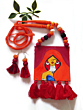 Hand-Painted Tribal Lady Canvas Fabric Necklace Set