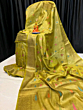 Olive Green Tussar Muga Silk Banarasi Saree with Blouse