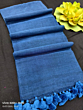 Plain Linen Saree with Matching Blouse | Electric Blue