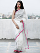 Handwoven Linen Saree | Zari Border 