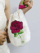 HAND EMBROIDERED PINK FLOWER POUCH
