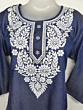 Women Embroidered Pure Cotton Navy Blue Short  Kurti 