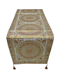 Premium Banarasi Brocade Silk Table Runner -Ethnic Mandala Design  16 x 72 inches - 6 Ft Long - Grey