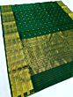 Chanderi Saree Green 6.25 meter silk with gold  zari border Aseer handloom