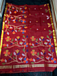 Handloom Red Muslin Saree with Blouse Piece