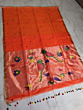 Handloom Muslin Saree with Blouse Piece | Orange