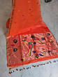 Handloom Muslin Saree with Blouse Piece | Orange