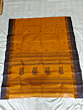 Handloom Cotton Saree | Khaki with Blue Border| 5.5 x 1.19 Metres