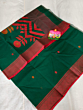 Pure Handloom Cotton saree | Bottle Green