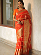 HANDLOOM PLUS Banarasi Organza Mix Saree with Stripes Design & Broad Border - Exclusive New Colours Collection
