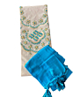 Sky Blue & White hand  Embroidery Suit 