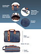 Genuine Leather Laptop Bag with Shoulder Strap| Blue & Brown | Macbook Compatible