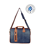 Genuine Leather Laptop Bag with Shoulder Strap| Blue & Brown | Macbook Compatible