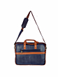 Genuine Leather Laptop Bag with Shoulder Strap| Blue & Brown | Macbook Compatible
