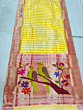 Handloom Silk Munia Brocade Yellow Paithani Silk Saree