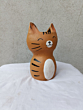 Handmade Terracotta Cat Pen Stand, Orange Tabby, Hand Painted, Decorative Home Decor, Cute Smiling Design