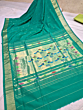 Sea Green Khadi Cotton Paithani Saree with Blouse