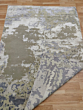 Hand Knotted Wool and Silk Rug | Modern Abstract Grey Olive Cream