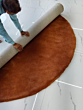 Handmade Round Tufted Rug | Brown Plush Minimal Carpet