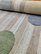 Modern Tufted Area Rug | Geometric Circle Pattern Rug | Handmade Wool Rug | Neutral Beige Blue Green Carpet