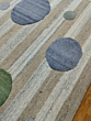 Modern Tufted Area Rug | Geometric Circle Pattern Rug | Handmade Wool Rug | Neutral Beige Blue Green Carpet