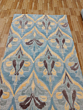 Hand Tufted Wool Area Rug | Blue Floral Modern Carpet for Living Room