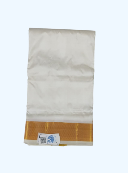 Cream Dhothi with Golden Zari border | 56 Kulikai