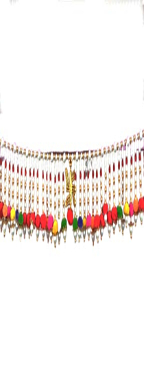 Moti Toran with Multicolour Pompoms| White and Golden