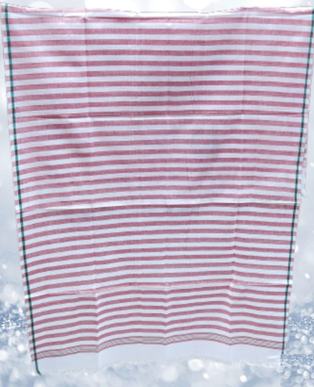Handloom Cotton Pink Striped Gamcha | 66 x 32 Inches
