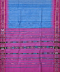 Blue Pink Sambalpuri Handwoven Ikat Border Design Tussar Silk Saree SFTSAR1207