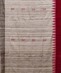 Beige Red Sambalpuri Handwoven Tribal Design Tussar Silk Saree SFTSAR1215