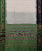 Beige Green Sambalpuri Handwoven Ikat Border Tussar Silk Saree SFTSAR1394