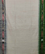 Beige Green Sambalpuri Handwoven Ikat Border Tussar Silk Saree SFTSAR1394