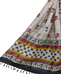 Beige Black Handwoven Tussar Silk Dupatta SFTDUP1396