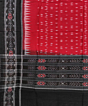 Red Black Sambalpuri Handwoven Single Ikat Cotton Dupatta SFCDUP1458