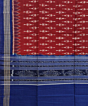 Maroon Blue Sambalpuri Handwoven Single Ikat Cotton Dupatta SFCDUP1469