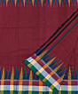 Maroon Sambalpuri Handwoven Ikat Cotton Dhoti Gamuchha SFCJOD1473