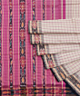 Beige Pink Sambalpuri Handwoven Ikat Border Tussar Silk Saree SFTSAR1509