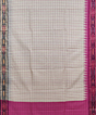 Beige Pink Sambalpuri Handwoven Ikat Border Tussar Silk Saree SFTSAR1509