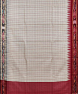 Beige Red Sambalpuri Handwoven Ikat Border Tussar Silk Saree SFTSAR1513