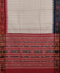 Beige Red Sambalpuri Handwoven Ikat Border Tussar Silk Saree SFTSAR1513