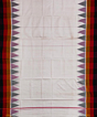 White Sambalpuri Handwoven Ikat Cotton Dhoti Gamuchha SFSJOD1593