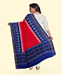 Red Blue Sambalpuri Handwoven Single Ikat Cotton Dupatta SFCDUP168A