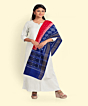 Red Blue Sambalpuri Handwoven Single Ikat Cotton Dupatta SFCDUP168A